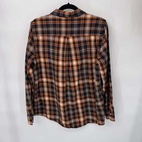 Garnet‎ Hill Grunge Flannel Button-up Shirt Womens 10 Cotton Blue Plaid - Picture 8 of 10